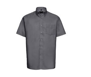 Russell Collection JZ933 - Men's Oxford Cotton Short Sleeve Shirt Silver
