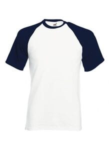 Fruit of the Loom SC237 - Short Sleeve Baseball T (61-026-0) White/Deep navy