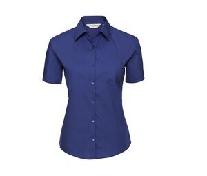 Russell Collection JZ37F - Ladies Short Sleeve Pure Cotton Easy Care Poplin Shirt