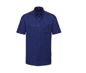 Russell Collection JZ933 - Men's Oxford Cotton Short Sleeve Shirt Bright Royal
