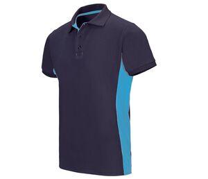 VELILLA V5504 - POLO BICOLORE MANCHES COURTES Navy / Sky Blue