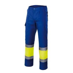 VELILLA VL157 - HIGH-VISIBILITY TWO-TONE PANTS Royal / Fluo Yellow