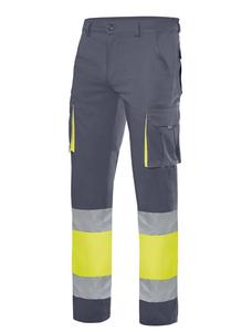 VELILLA V13002 - MULTI-POCKET STRETCH PANTS Grey/Fluo Yellow