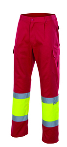 Velilla 156 - HV TWO-TONE LINED TROUSERS Red/Hi-Vis Yellow