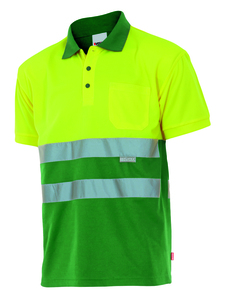 Velilla 173 - HV SS TWO-TONE POLO GRASS GREEN/HI-VIS YELLOW